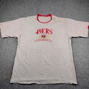 Vintage 90s Nutmeg Mills San Francisco 49ers Ringer T-Shirt Gray Mens XL NFL